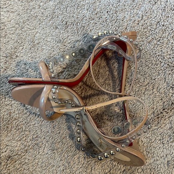 Christian Louboutin Nude Heels with Silver Beads - Picture 4 of 5